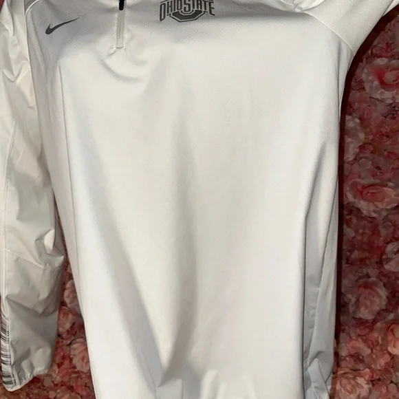 Nike (Medium) White//Grey Ohio State 3/4 Zip Up Pullover with Drawstring Waist - Picture 4 of 15